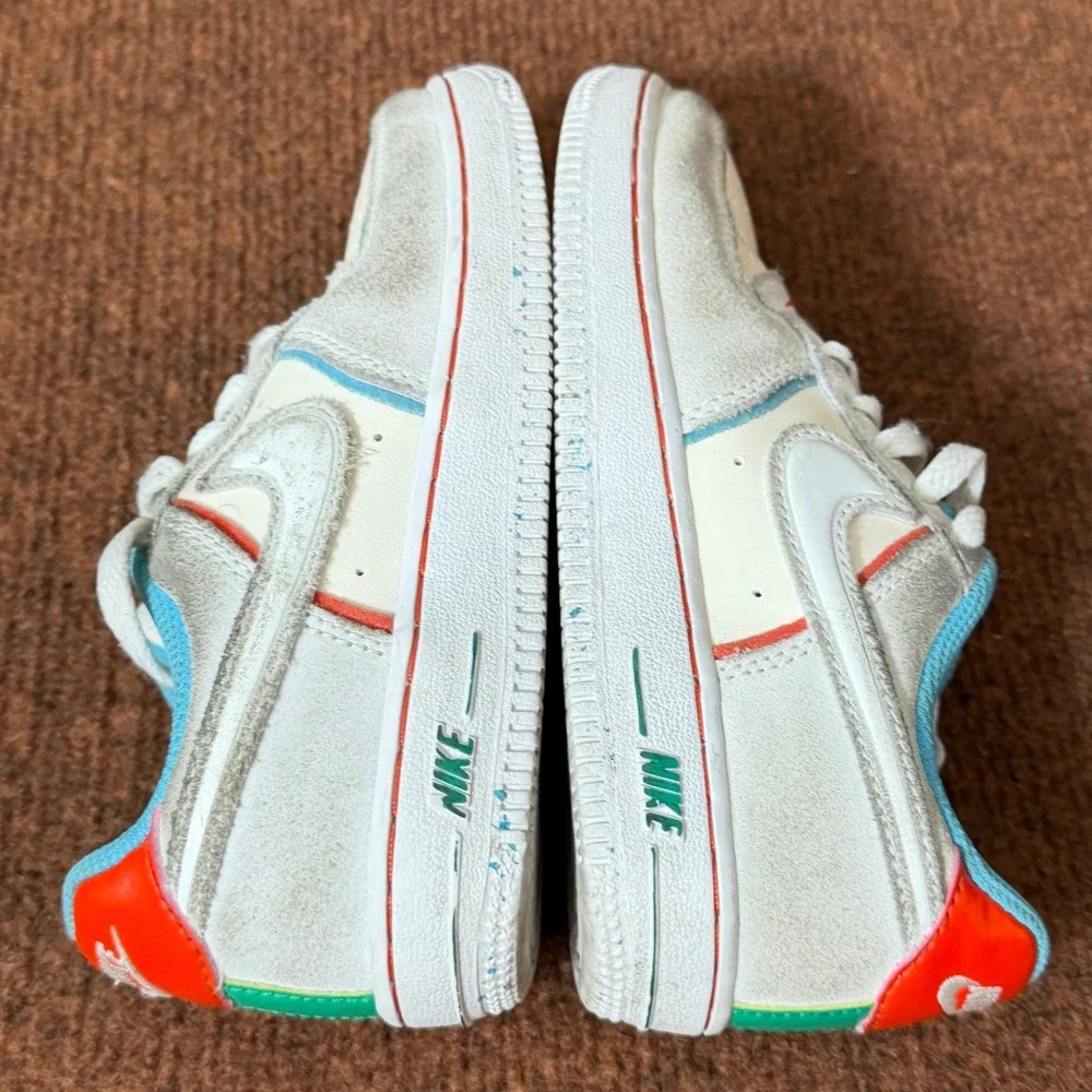 Nike Air‎ Force 1 Low Kids Sneakers Multi-Color Suede Leather FQ8351-110 12.5C
